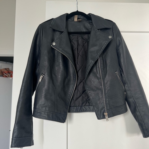 Navy vegan leather jacket - Picture 3 of 4